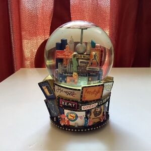 Vintage Musical NYC Snow Globe Broadway Plays!  Year 2001, Plays “Let It Snow”